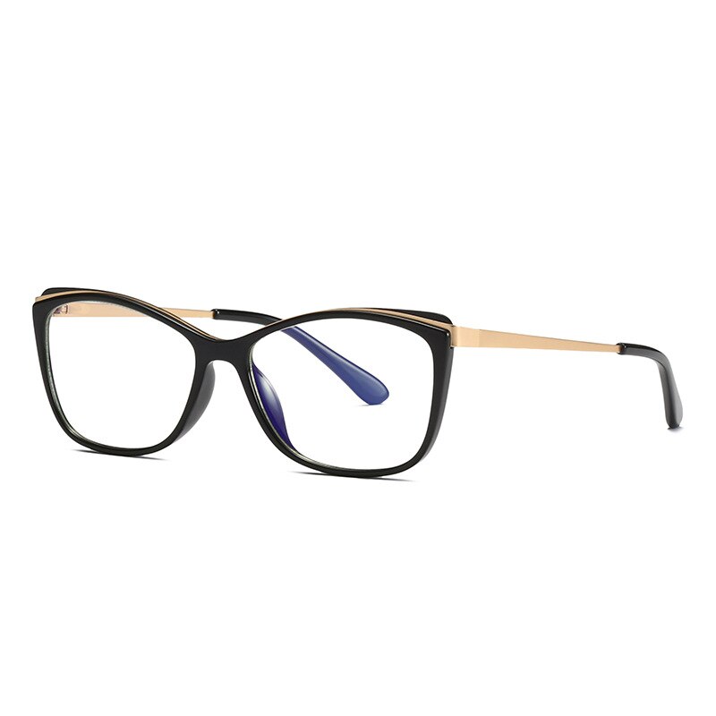 CCSpace Women's Full Rim Rectangle Cat Eye Frame Eyeglasses 49399 Full Rim CCspace C1Black  