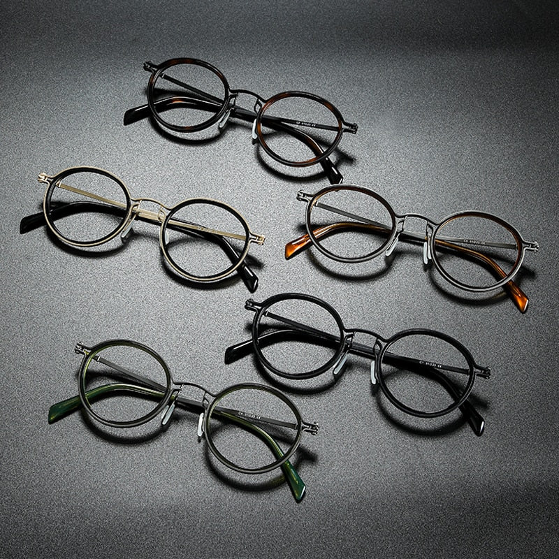 Gatenac Unisex Full Rim Round Titanium Frame Eyeglasses Gxyj639 Full Rim Gatenac   