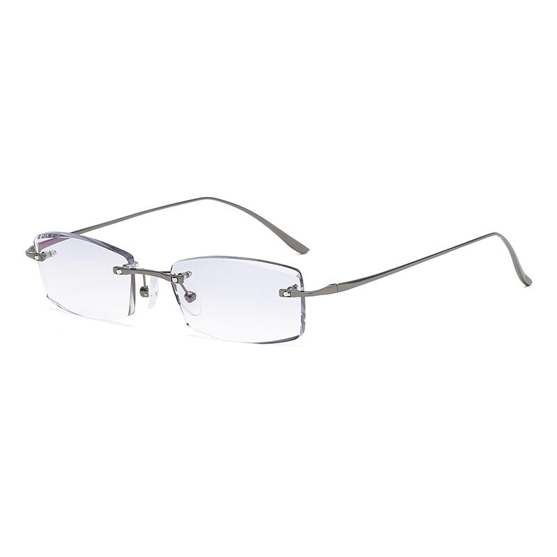 Zirosat 2230 Alloy Titanium Eyeglasses Unisex Square Rimless Rimless Zirosat   