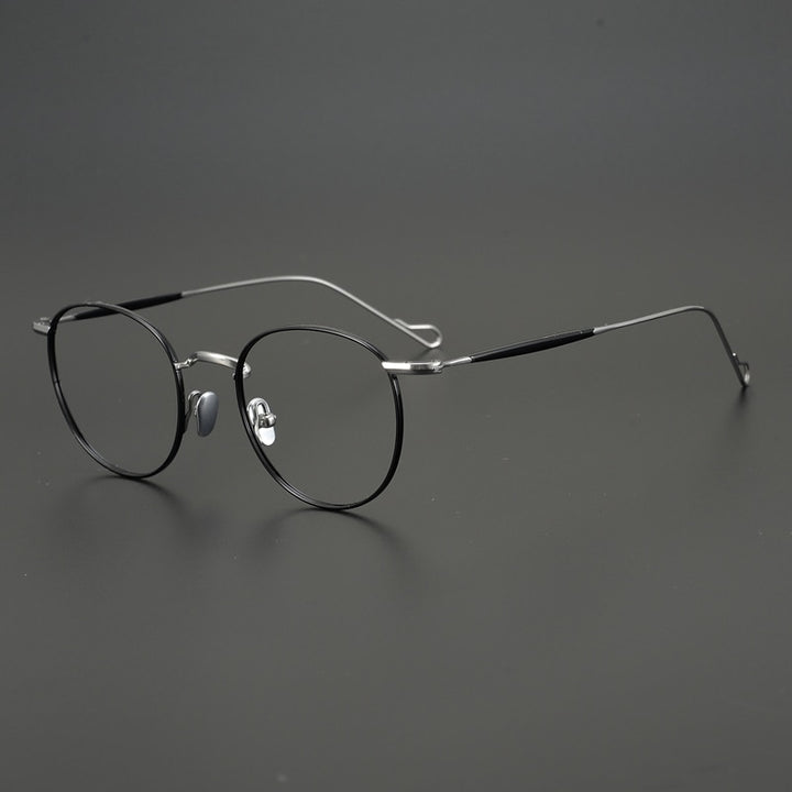 Gatenac Unisex Full Rim Round Titanium Frame Eyeglasses Gxyj491 Full Rim Gatenac 2  