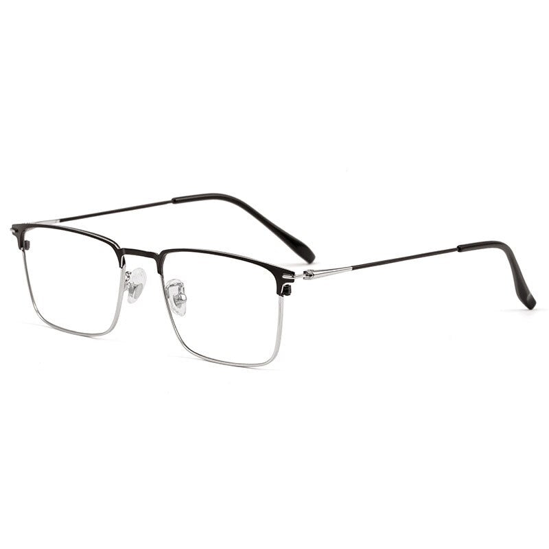 Reven Jate Men's Eyeglasses 0606 Full Rim Square Shape Alloy Eyewear Rx-Able Full Rim Reven Jate black-silver  