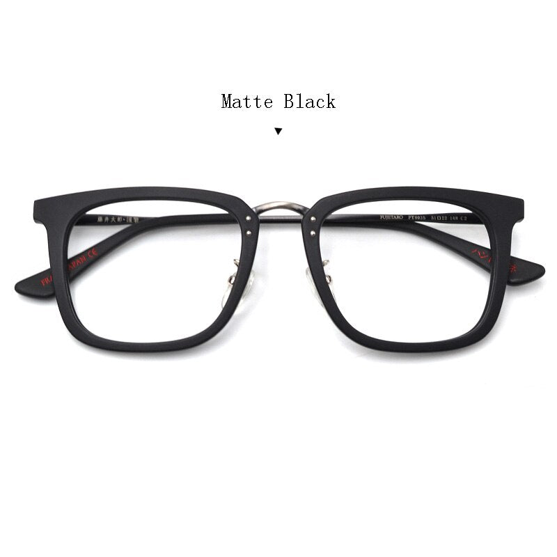 Hdcrafter Unisex Full Rim Square Acetate Frame Eyeglasses Ft8035 Full Rim Hdcrafter Eyeglasses Matte Black  