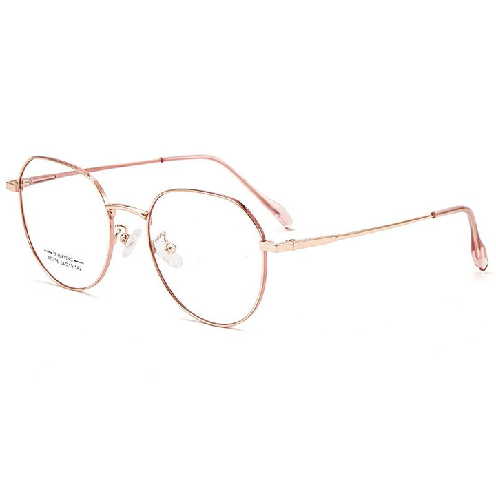 KatKani Women'sFull Rim Polygonal Magnesium Titanium Alloy Frame Eyeglasses Ac016 Full Rim KatKani Eyeglasses Pink Rose Gold  