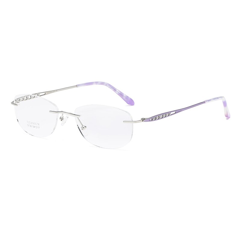 Zirosat 9136 Women's Eyeglasses Titanium Rimless Eyewear Diamond Trimmed Rimless Zirosat   
