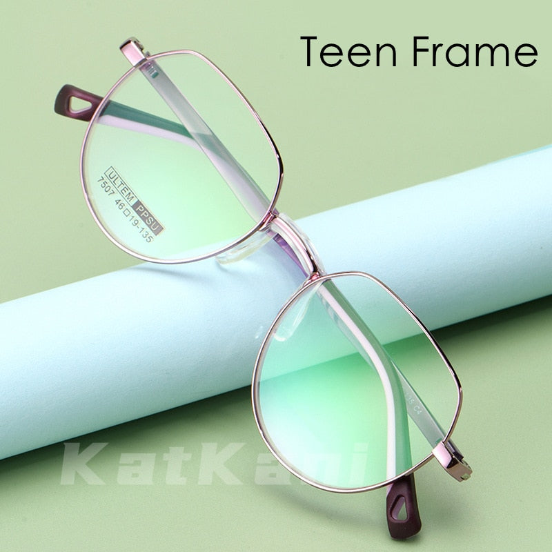 KatKani Unisex Youth Full Rim Round Ultem Alloy Frame Eyeglasses 7507S Full Rim KatKani Eyeglasses   