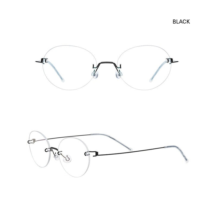 Aissuarvey Round Titanium Alloy Rimless Frame Unisex Eyeglasses Rimless Aissuarvey Eyeglasses   