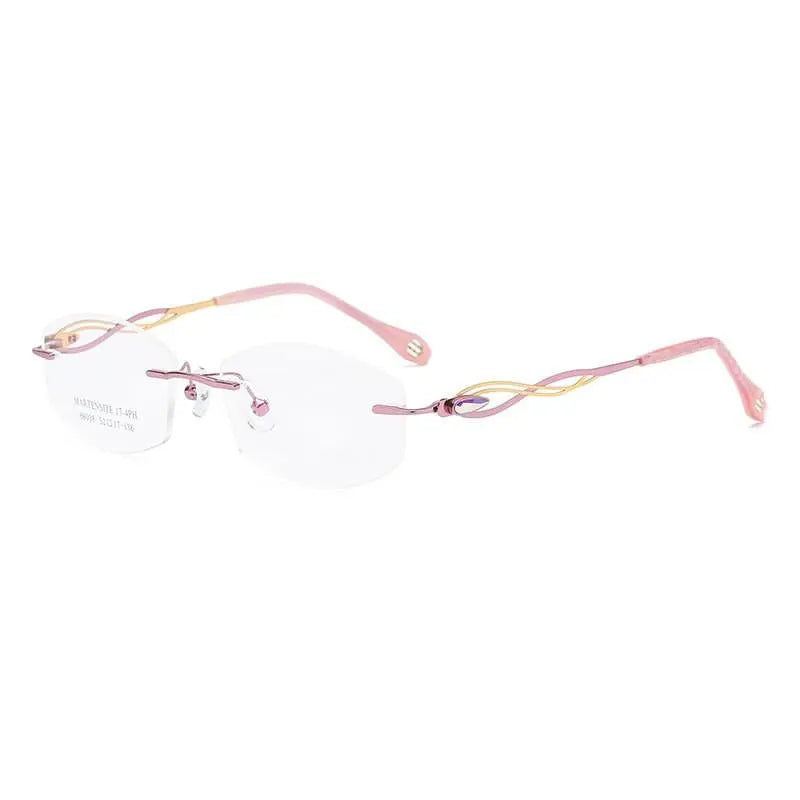 Zirosat 88038 Women's Eyeglasses Tint Lenses Diamond Cutting Rimless Titanium - pink