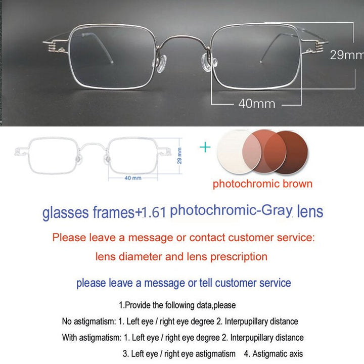 Unisex Handcrafted Screwless Rectangular Eyeglasses Customizable Lenses Frame Yujo C5 China 