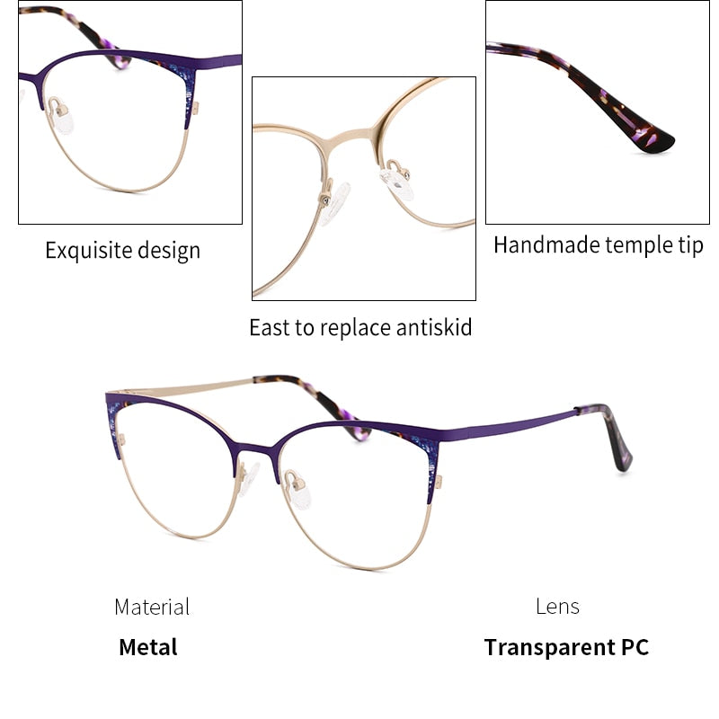 Kansept Women's Full Rim Cat Eye Stainless Steel Frame Eyeglasses 202113 Full Rim Kansept   