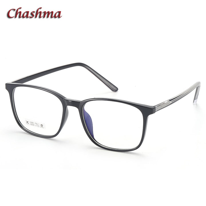 Chashma Ochki Unisex Full Rim Square Tr 90 Alloy Eyeglasses 8246 Full Rim Chashma Ochki Bright Black  