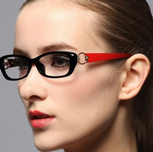 Women's Reading Glasses Plastic Frame Acetate 8022 Reading Glasses SunSliver +100 8022 Black Red 