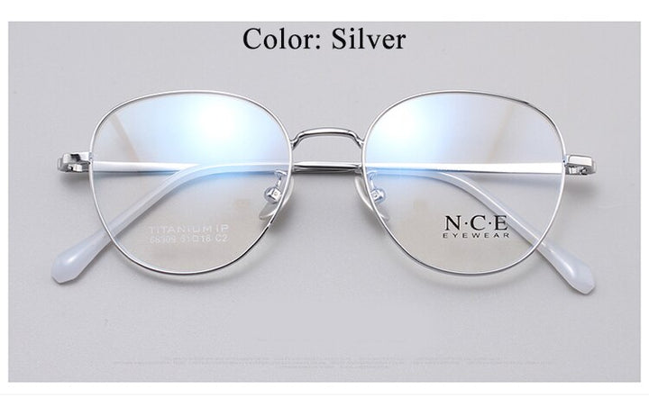 Unisex Oval Full Rim Titanium Frame Eyeglasses Sc88309 Full Rim Bclear silver  