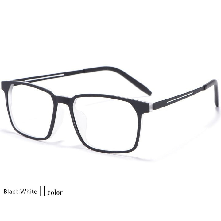 Yimaruili Unisex Square Eyeglasses Ultra Light Pure Titanium 8878 8g Frame Yimaruili Eyeglasses Black white  