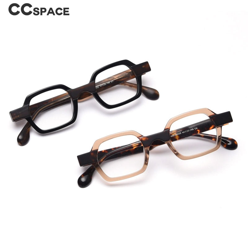 CCSpace Unisex Full Rim Polygon Acetate Frame Eyeglasses 49804 Full Rim CCspace   