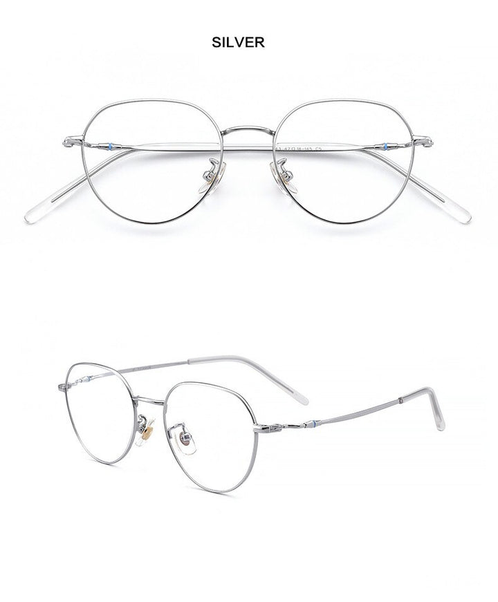 Muzz Women's Full Rim Round Titanium Frame Eyeglasses T1943 Full Rim Muzz 4  