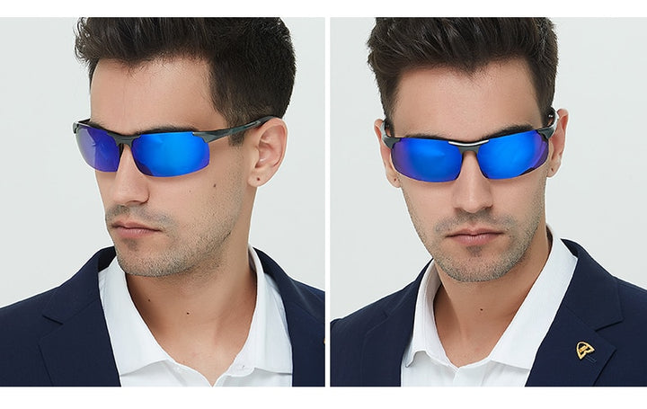 Aidien Men's Semi Rim Aluminum Magnesium Frame Myopic Polarized Sunglasses D8177 Sunglasses Aidien   