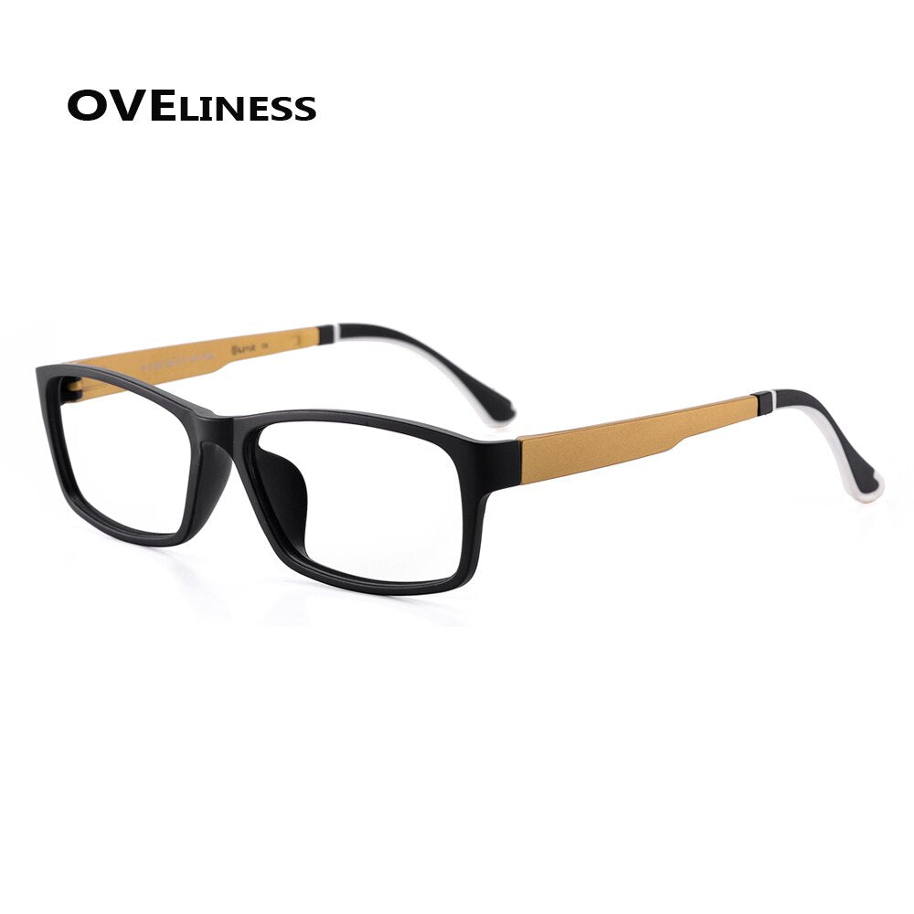 Oveliness Unisex Full Rim Square Tr 90 Titanium Eyeglasses 2126 Full Rim Oveliness black gold  