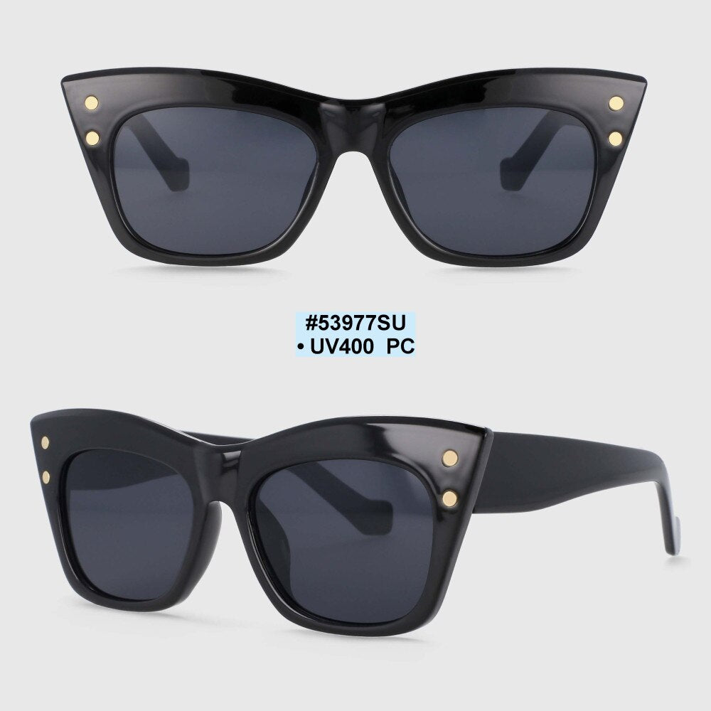 CCSpace Women's Full Rim Oversized Cat Eye Resin Frame Sunglasses 53977 Sunglasses CCspace Sunglasses Black  