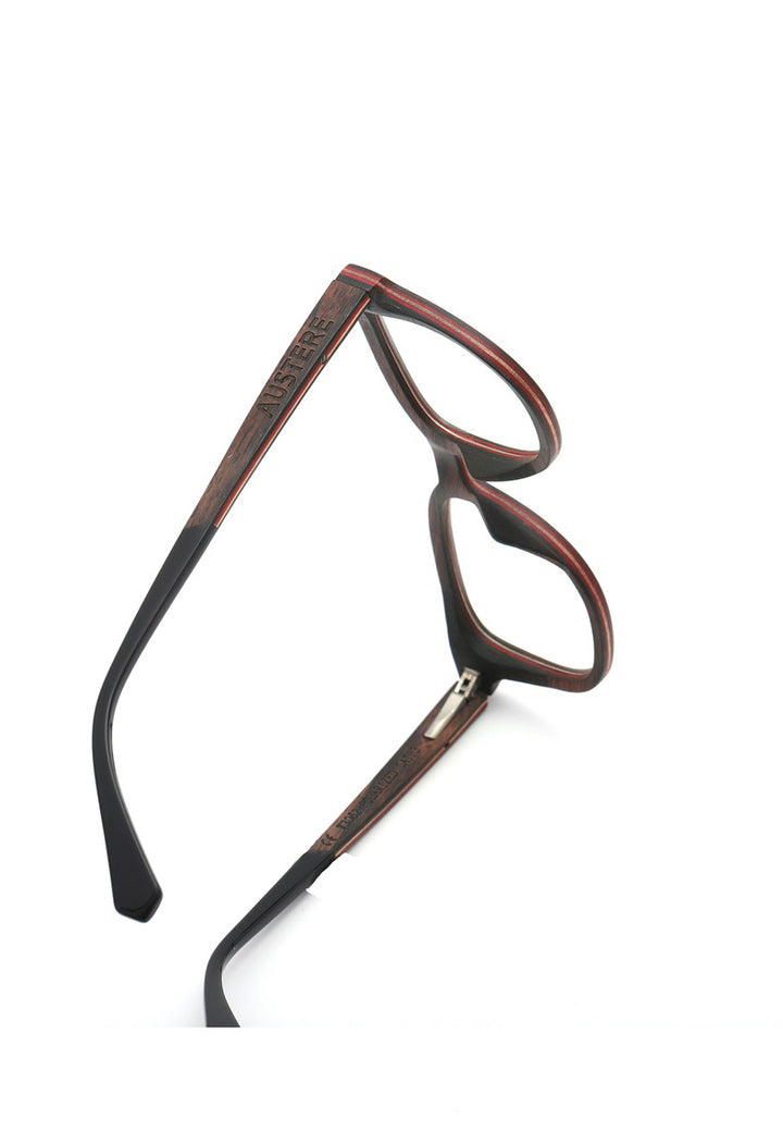 Hdcrafter Unisex Full Rim Square Wood Eyeglasses 56367 Full Rim Hdcrafter Eyeglasses   