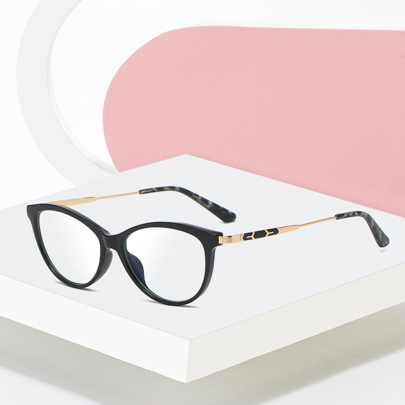 Hotony Women's Full Rim Cat Eye TR 90 Resin Alloy Frame Eyeglasses Tr2332 Full Rim Hotony   