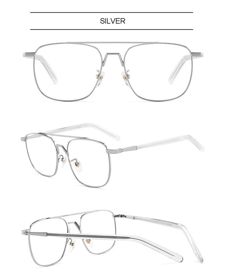 Aissuarvey Men's Round Full Rim Titanium Frame Eyeglasses Double Bridge Full Rim Aissuarvey Eyeglasses   