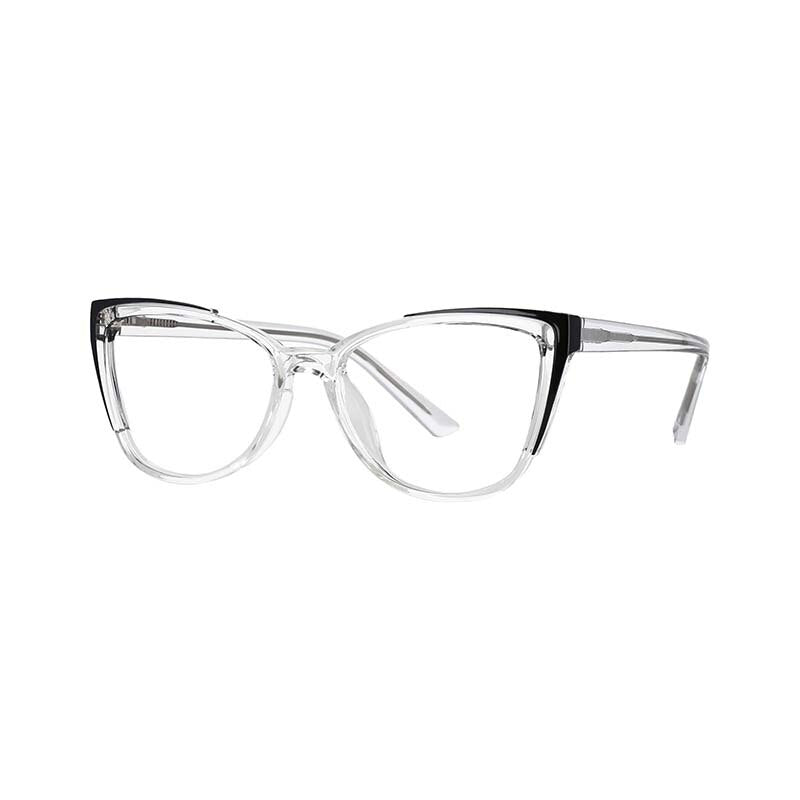 CCSpace Unisex Full Rim Square Cat Eye Tr 90 Titanium Frame Eyeglasses 53103 Full Rim CCspace Clear-Black  