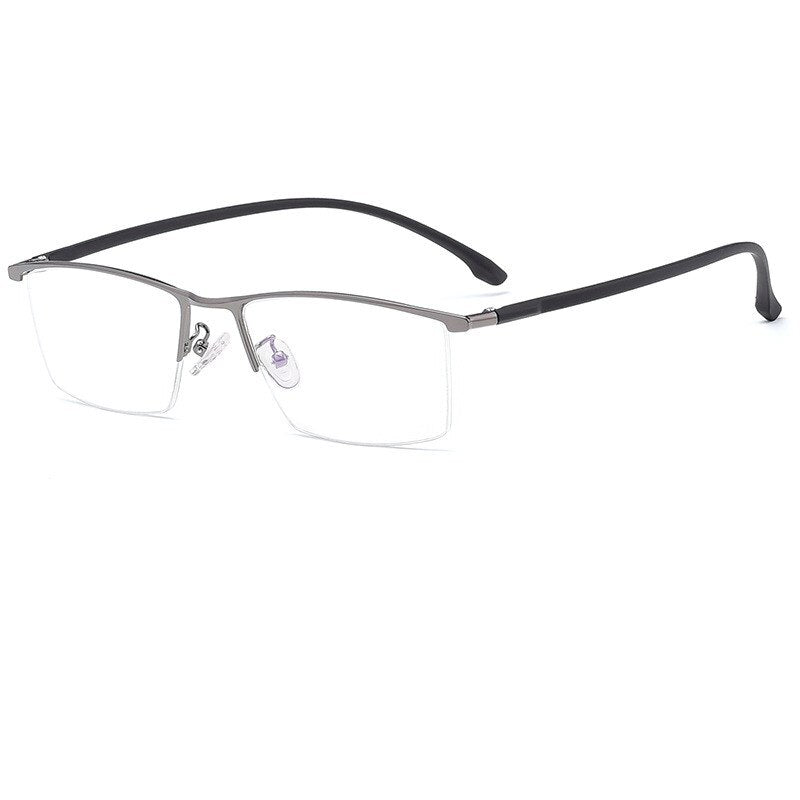 Yimaruili Men's Semi Rim Carbon Fiber Alloy Frame Eyeglasses 96071 Semi Rim Yimaruili Eyeglasses Gray China 