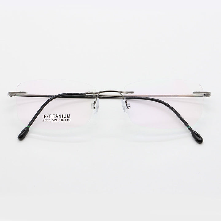 Unisex Rimless Titanium Frame Eyeglasses Customizable Lenses 9003 Rimless Bclear gray  