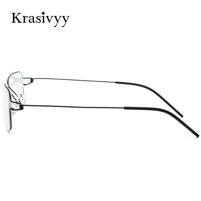 Krasivyy Men's Full Rim Square Screwless Titanium Alloy Eyeglasses Kr68606 Full Rim Krasivyy   