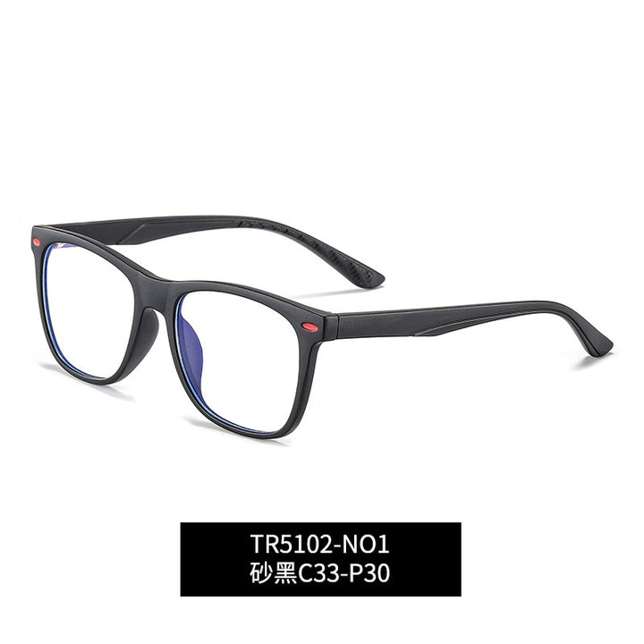 Children's Square Full Rim Silica Titanium Eyeglasses Anti Blue Light Lenses Wd5102 Full Rim Bclear Matte black  