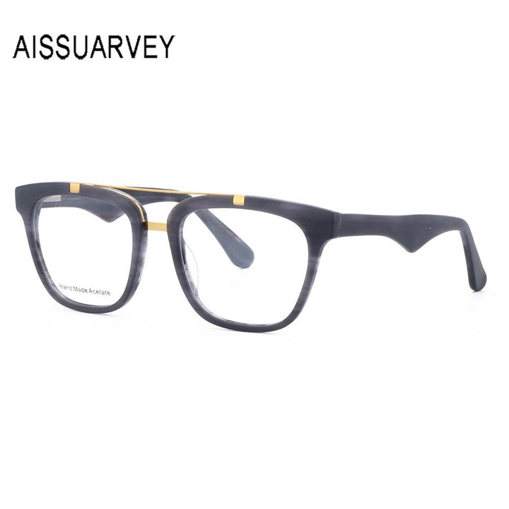 Aissuarvey Acetate Full Rim Double Bridge Frame Unisex Eyeglasses K9177 Full Rim Aissuarvey Eyeglasses C1 CN 