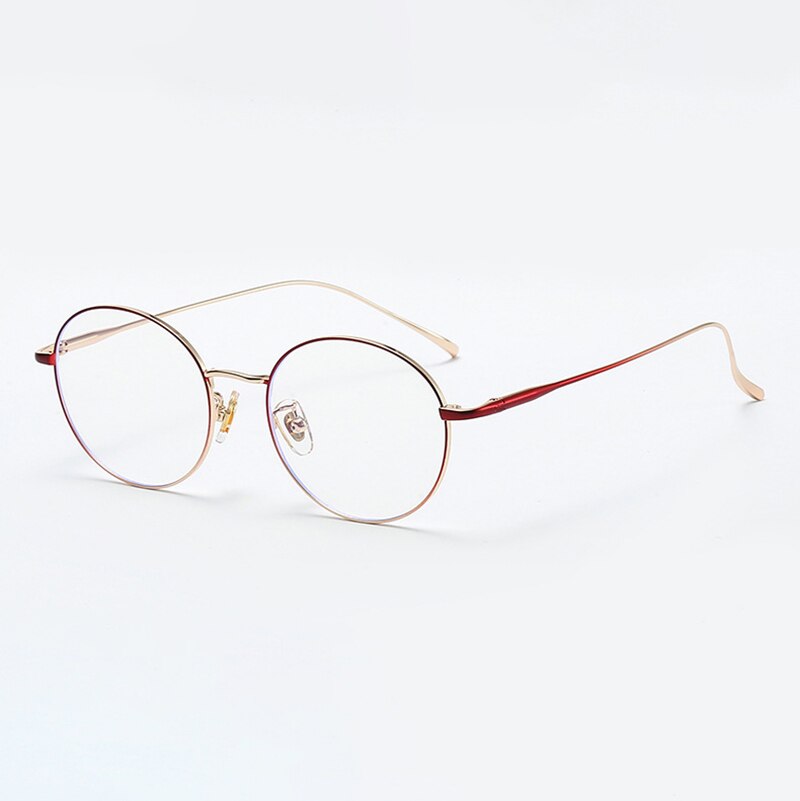 Aissuarvey Titanium Round Full Rim Frame Unisex Eyeglasses Full Rim Aissuarvey Eyeglasses Red golden  
