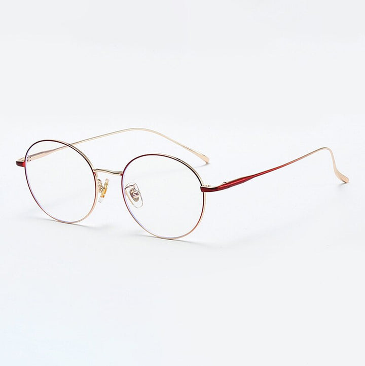 Aissuarvey Titanium Round Full Rim Frame Unisex Eyeglasses Full Rim Aissuarvey Eyeglasses Red golden  
