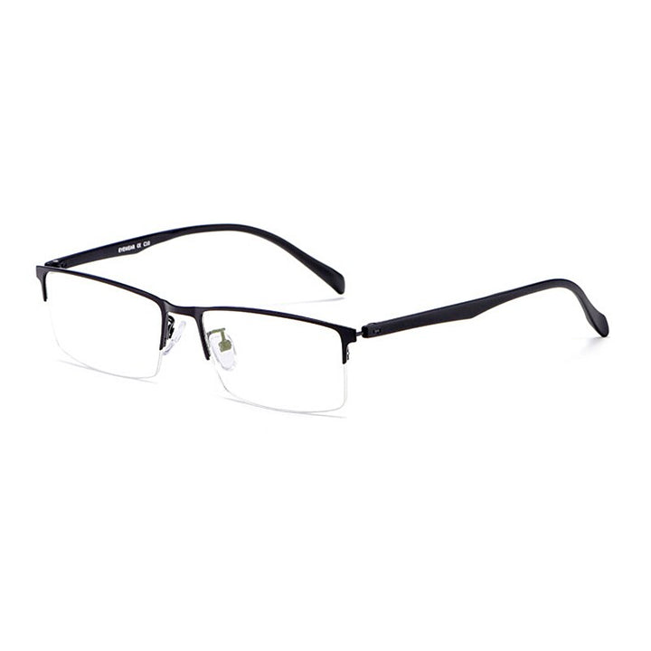 Yimaruili Men's Semi Rim Alloy Frame Eyeglasses 89032 Semi Rim Yimaruili Eyeglasses Black  