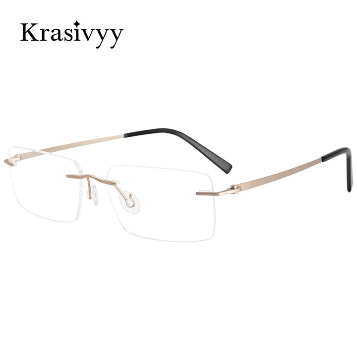 Krasivyy Men's Rimless Square Screwless Titanium Eyeglasses Kr5007 Rimless Krasivyy   