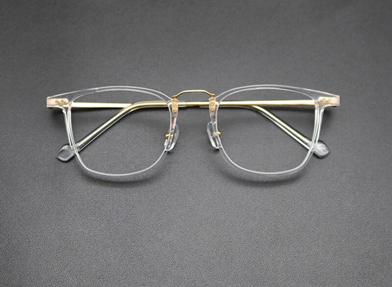 Aissuarvey Plated Titanium Acetate Rectangular Full Rim Unisex Eyeglasses Full Rim Aissuarvey Eyeglasses TRANSPARENT CN 