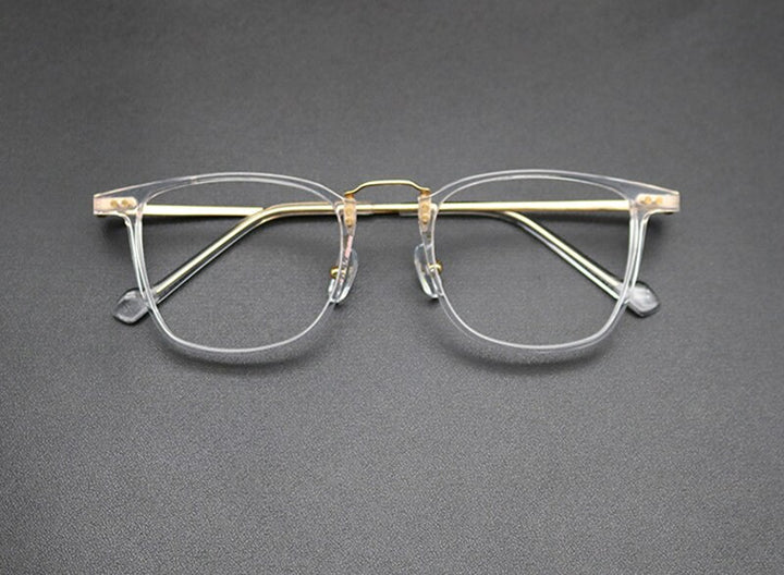 Aissuarvey Plated Titanium Acetate Rectangular Full Rim Unisex Eyeglasses Full Rim Aissuarvey Eyeglasses TRANSPARENT CN 