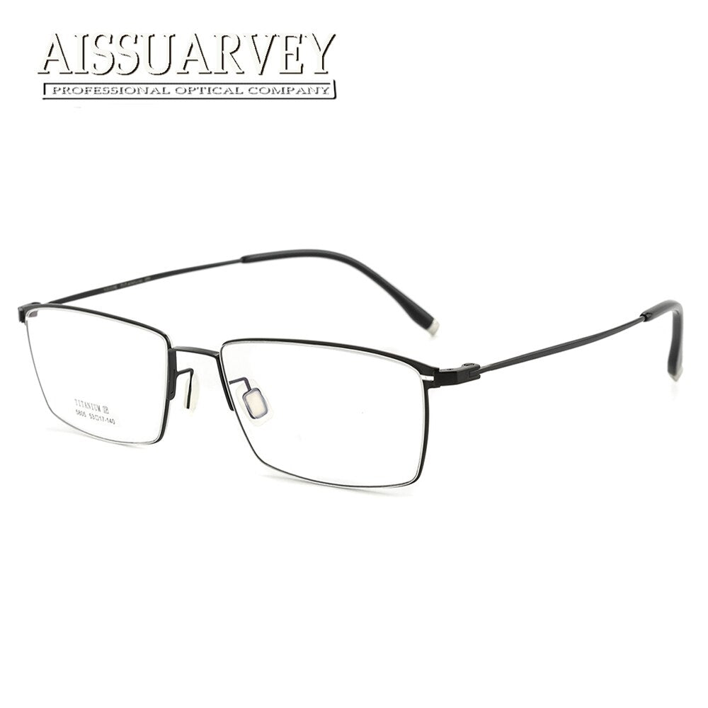 Aissuarvey Men's Eyeglasses Titanium Flexible Full Rim As5805 Full Rim Aissuarvey Eyeglasses black  
