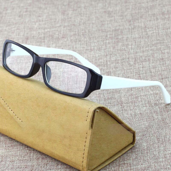 Unisex Reading Glasses Rectangular Lenses Plastic Frame Reading Glasses Vazrobe 0 black white 