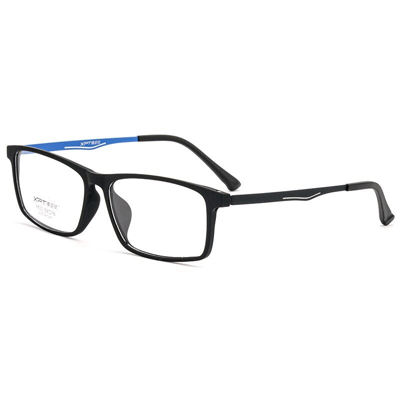 Yimaruili Men's Full Rim TR 90 Resin β Titanium Frame Eyeglasses 9830 Full Rim Yimaruili Eyeglasses Black Blue  