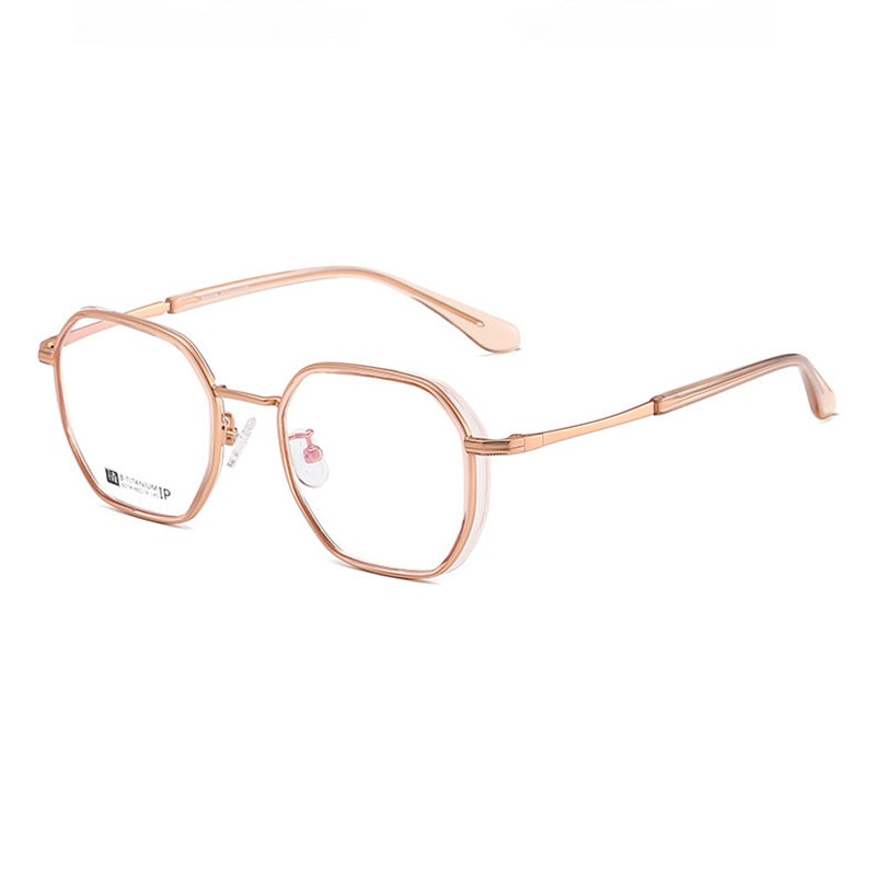 Hotochki Unisex Full Rim Beta Titanium Frame Eyeglasses 6074 Full Rim Hotochki Rose Gold  