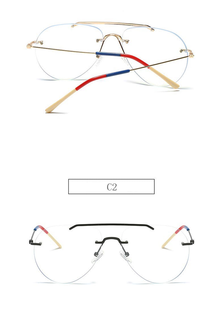 Hdcrafter Unisex Rimless Round Double Bridge Alloy Frame Eyeglasses 81870 Rimless Hdcrafter Eyeglasses   