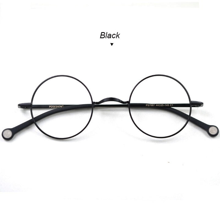 Hdcrafter Unisex Full Rim Round Alloy Frame Eyeglasses Ps7087 Full Rim Hdcrafter Eyeglasses Black  