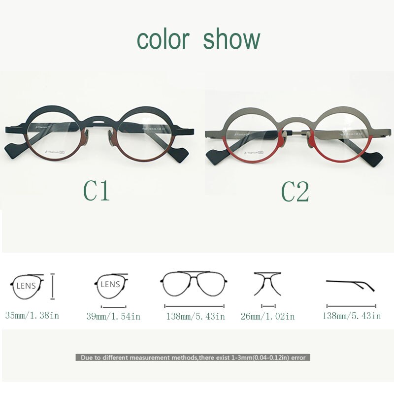 Yujo Unisex Full Rim Round Eyeglasses Titanium 7023 Full Rim Yujo   