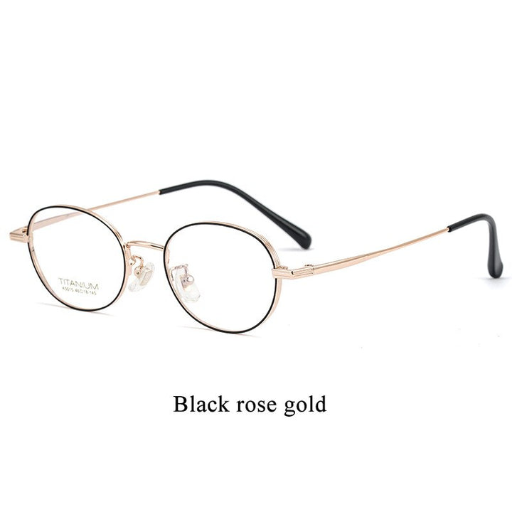 Bclear Unisex Eyeglasses Full Rim Titanium Small Frame Bsf5015 Full Rim Bclear Black rose gold  