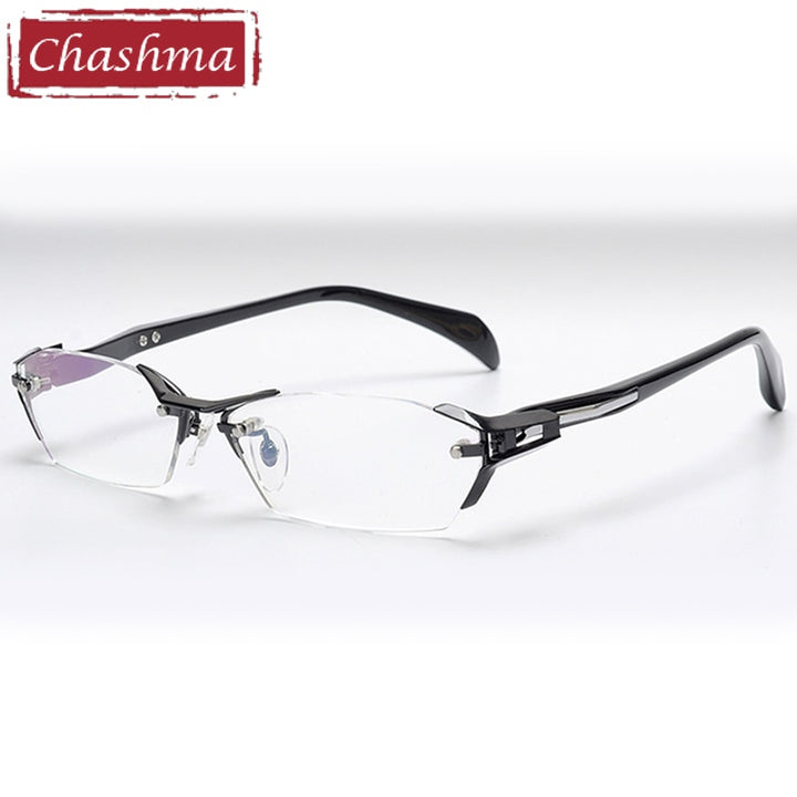 Chashma Ottica Men's Rimless Irregular Rectangle Eyeglasses 1141 Rimless Chashma Ottica Gray  