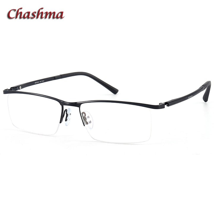 Chashma Ochki Men's Semi Rim Square Alloy Eyeglasses 9218 Semi Rim Chashma Ochki Black  