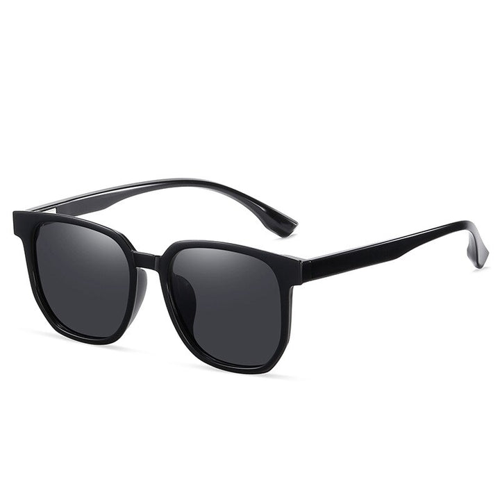 KatKani Unisex Full Rim Square Acetate Frame Polarized Sunglasses Cj22051 Sunglasses KatKani Sunglasses Bright Black Other 