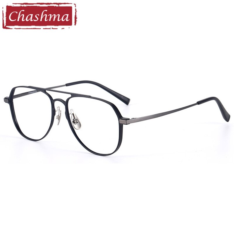 Unisex Oversized Curved Aluminum Magnesium Frame Eyeglasses 98863 Frame Chashma Black Gray  