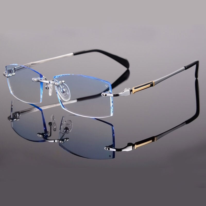 Reven Jate Titanium Rimless Diamond Cutting Man Glasses Frame Eyeglasses Men Eyewear 9001 Rimless Reven Jate   